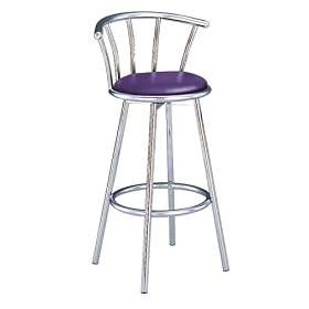 Click here to buy Set of 2 29H Retro Purple Swivel Chrome Barstools by AtHomeMart.