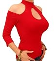 Blue Banana Red Cut Out Choker Top