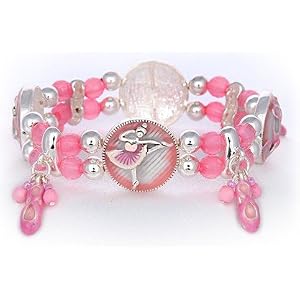 Buy Gorgeous Pink Slippers and Ballet Dancer Stretch Charm Double Stretch Bracelet by Ballet Jewelry Ks Charming Designs