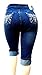 D&B PLUS SIZE WOMEN'S Stretch premium DARK BLUE denim jeans CAPRI HIGH WAIST