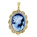 14K Yellow Gold Diamond Lady Cameo Pendant