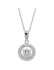 .925 Sterling Silver CZ White Sapphire Color Halo Pendant Necklace 18"