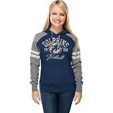 NFL Women's Miami Dolphins Long Sleeve Raglan Pullover Fleece Heather Hood (Navy/Gray, Large)