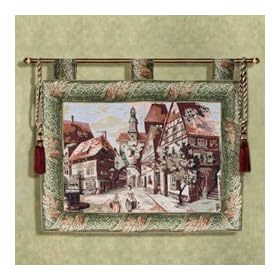 Italian Town Scene Wall Hanging Tapestry
