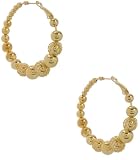 G by GUESS Metal and Caged Bead Hoop Earrings, GOLD