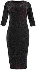 Plus Size Nylon Glittering Elbow Length Sleeves Scoop Neck  Dress