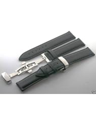 18mm Leather Deployment Strap for Omega Speedmaster Blk #7