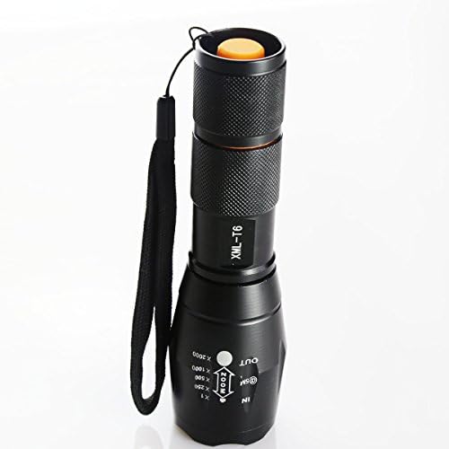 Black Tactical 2500LM Zoomable CREE XML T6 LED Flashlight Torch +Battery+Charger+Clip