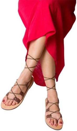 Black Mens Greek Classic Gladiator Leather Sandals Size 39