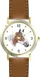 Chestnut and White Paint or Pinto Horse - JP - Horse - WATCHBUDDY&reg; DELUXE TWO-TONE THEME WATCH - Arabic Numbers - Brown Leather Strap-Children's Size-Small ( Boy's Size & Girl's Size )