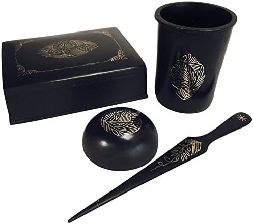 Handcrafted Jewelry Box Pen Stand Letter Opener & Paper Weight Rare Bidriware Unique Gift Set