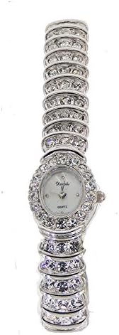 Ladies 18k Silver Plated Rhinestone Bracelet Watch Made with Swarovski Elements