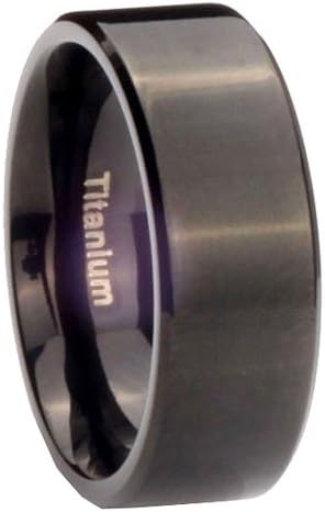 8MM Titanium Black IP Pipe Cut Men's Wedding Ring Size 12