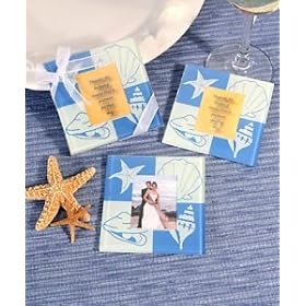 BEACH PHOTO COASTER - BEACH THEMED PHOTO COASTER FAVORS - coaster, Quantity of 24 pc, by Jaf Gifts
