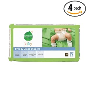 Seventh Generation Free and Clear Baby Diapers (Pack of 4)