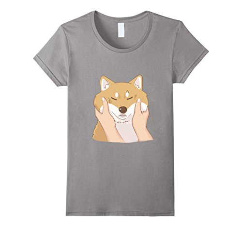 Women's Cute Shiba Inu Shirt: Chubby Cheeks T-shirt Medium Slate