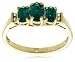 10k Yellow Gold May Birthstone 3-Stone Lab-Created Emerald Ring w/ Diamond Accent, Size 7
