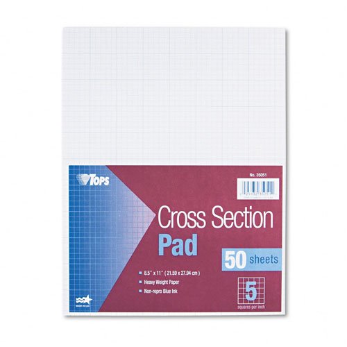 TOPS® Section Pads - 5 Squares - Quadrille Rule - Letter - White - 50 Sheets pad Image TOPS® Section Pads - 5 Squares - Quadrille Rule - Letter - White - 50 Sheets pad
