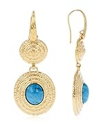 Etrusca Pendientes Gem Oval Drop Turquoise Dorado