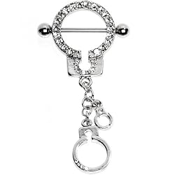 Lock Me Up Crystalline Handcuff Dangle Nipple Ring