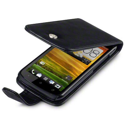 HTC ONE S HANDY LEDER TASCHE CASE HÜLLE IN SCHWARZ, 