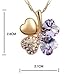 KATGI Fashion My Lucky Charm Austrian Crystal Four Leaf Clover Pendant Necklace (Gold Violet)