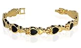 Gold Tone Magnetic Black Onyx Heart Link 0.25