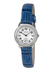 Avalon Womens Retro V Series Silver-Tone Blue Leather Strap Watch # 8422-SX-BLU