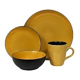 Corelle Hearthstone Stoneware Round 16-Piece Set, Service for 4, Tumeric Yellow