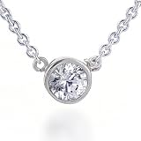 Sterling Silver Round CZ Necklace 17