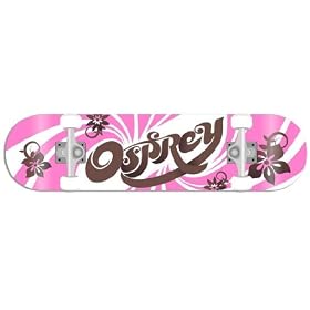 Classic Skateboards - Urban Chick (Pink & White skateboard with "Osprey" in the middle)