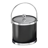Kraftware Ice Bucket with Chrome Cover - Black/ Chrome (3-qt.)