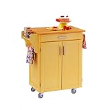 Cart with Wood Top- Butter Yellow