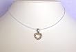 Necklace - N100 - Small Crystal Heart on White Cord ~ Clear AB