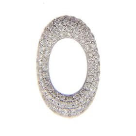 14k White Gold 105 Diamonds Oval Slide Pendant by 