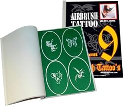 Abd Tat-set9 Airbrush Tattoo Stencils Set 9 Reuseable Tattoo Template Set, Book Contains 100 Unique Stencil Designs