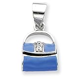 Sterling Silver Blue Enamel Purse Pendant