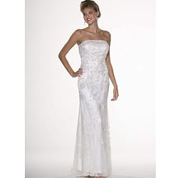 Wedding Dress. Womens Long Evening Gown. Formal Bridal Dress. Ivory Beaded Dress by Sean Collection (1833)
