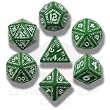 Q-Workshop Polyhedral 7-Die Set: Carved Runic Dice Set (Green and White)