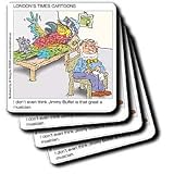 Londons Times New Release Funny Cartoons - Parrotheads Against Buffett - Coasters