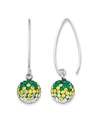 Sterling Silver Swarovski Elements Green Bay Spirit Ball Earrings