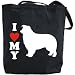 Canvas Tote Bag Black  I Love My Border Collie  Silhouette Dog
