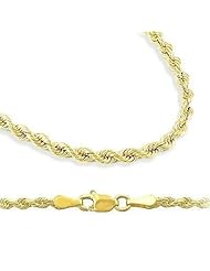 14k Yellow Gold Hollow Rope Chain Necklace 1.5mm 24" - 3.2 grams - with Secure Lobster Lock Clasp