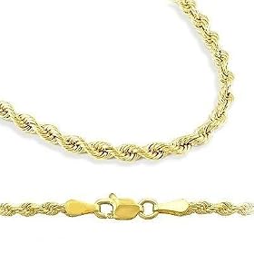 14k Yellow Gold Hollow Rope Chain Necklace 2mm 24 3.2 grams - with Secure... by