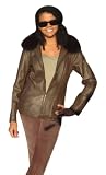 Bergama Butter Soft Lamb Leather Jacket with detachable Fox Collar - Brown