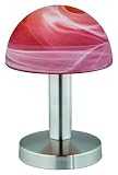 Details zu "Trio-Leuchten 599000118 Tischleuchte in Nickel matt, Touch-Me-Funktion(4-fach schaltbar, 3 Helligkeitsstufen), Glas alabasterfarbig Farbverlauf rot/orange, exklusive 1xE14 max. 40W, H&ouml;he 21 cm"