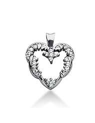 14K Gold Prong set Diamond Heart Pendant (0.44 cttw, F - G Color, SI2 Clarity)
