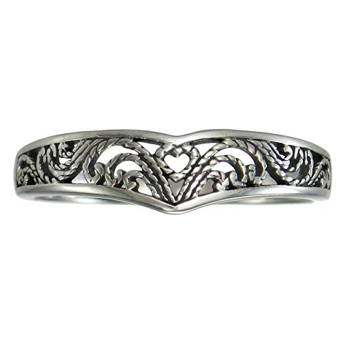 Elegant Sterling Silver Victorian Filigree Heart Ring (sz 4-15)