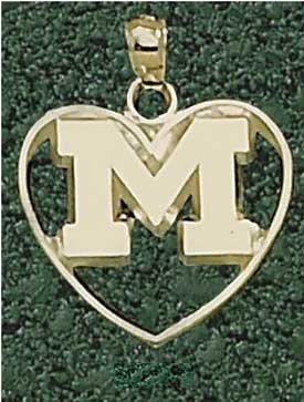 Anderson Jewelry Michigan Wolverines Heart Gold Charm