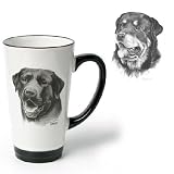 Porcelain Funnel Cup with Rottweiler (6 inch, Black and white)
